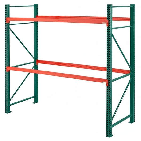 Steel King - 2 Shelf Starter Box Formed Closed Steel Shelving - 27,790 Lb Capacity, 96" Wide x 144" High x 42" Deep, Green/Orange - Apex Tool & Supply