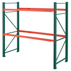 Steel King - 2 Shelf Starter Box Formed Closed Steel Shelving - 27,790 Lb Capacity, 96" Wide x 144" High x 48" Deep, Green/Orange - Apex Tool & Supply