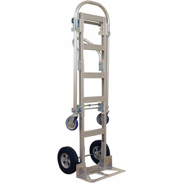 Wesco Industrial Products - 1,000 Lb Capacity 61-1/2" OAH Hand Truck - 18 x 7-1/2" Base Plate, Continuous Handle, Aluminum, Solid Rubber Wheels - Apex Tool & Supply