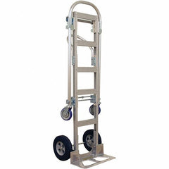 Wesco Industrial Products - 1,000 Lb Capacity 61-1/2" OAH Hand Truck - 18 x 7-1/2" Base Plate, Continuous Handle, Aluminum, Solid Rubber Wheels - Apex Tool & Supply