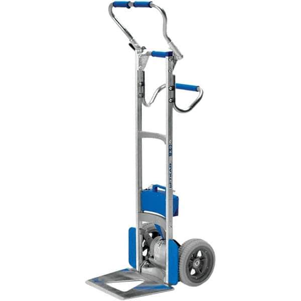 Wesco Industrial Products - 240 Lb Capacity 61" OAH Stair Climbing Battery Powered Appliance Truck - Fold Away Handle, Aluminum, Flat-Free Microcellular Foam Wheels - Apex Tool & Supply