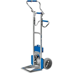 Wesco Industrial Products - 240 Lb Capacity 61" OAH Stair Climbing Battery Powered Appliance Truck - Fold Away Handle, Aluminum, Flat-Free Microcellular Foam Wheels - Apex Tool & Supply