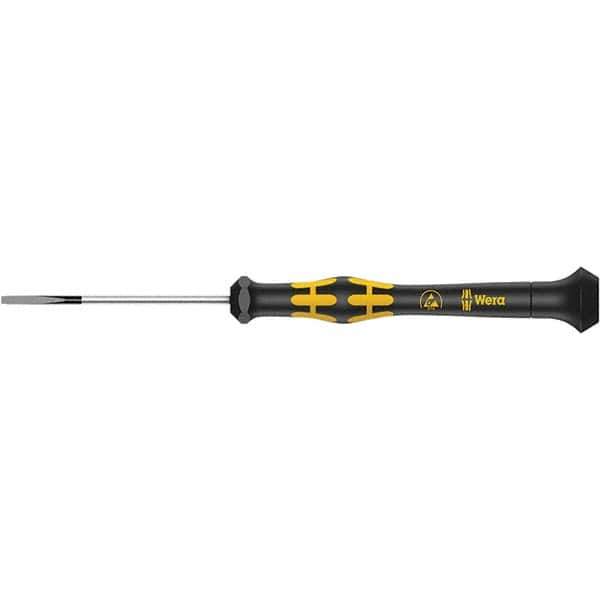Wera - 2.5mm Blade Width, Electronic/Electrostatic Slotted Screwdriver - 40mm Blade Length, Round Shank, Ergonomic Handle - Apex Tool & Supply