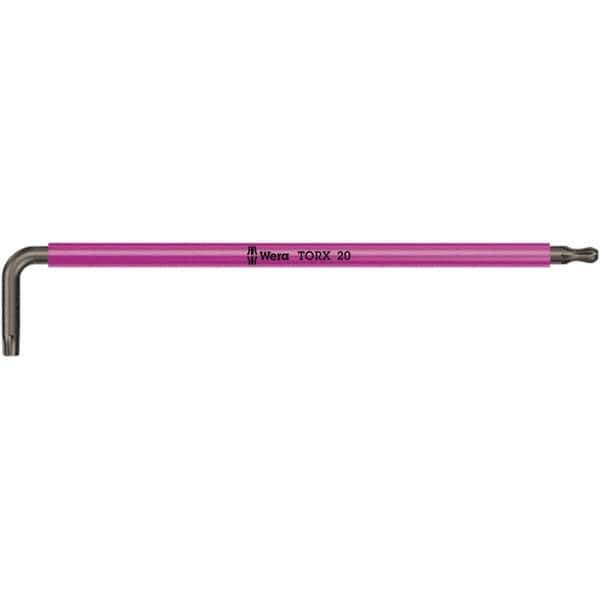 Wera - T20 Torx Key - L-Key Color Coded Cushion Grip Handle, Black Oxide Finish, 137mm OAL - Apex Tool & Supply