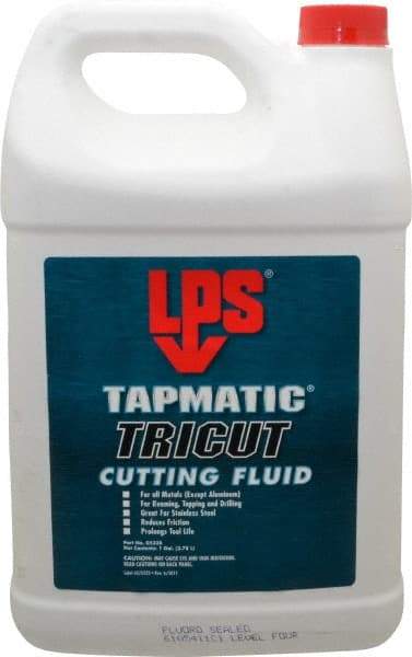 LPS - Tapmatic TriCut, 1 Gal Bottle Cutting & Tapping Fluid - Semisynthetic, For Boring, Broaching, Drawing, Drilling, Engraving, Facing, Milling, Reaming, Sawing, Stamping, Tapping, Threading, Turning - Apex Tool & Supply