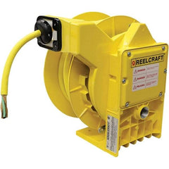 Reelcraft - 14 AWG, 45' Cable Length, Cord & Cable Reel with Flying Lead End - 0 Outlets, NEMA 4, 11 Amps, 600 Volts, SOW Cable, Yellow Reel - Apex Tool & Supply