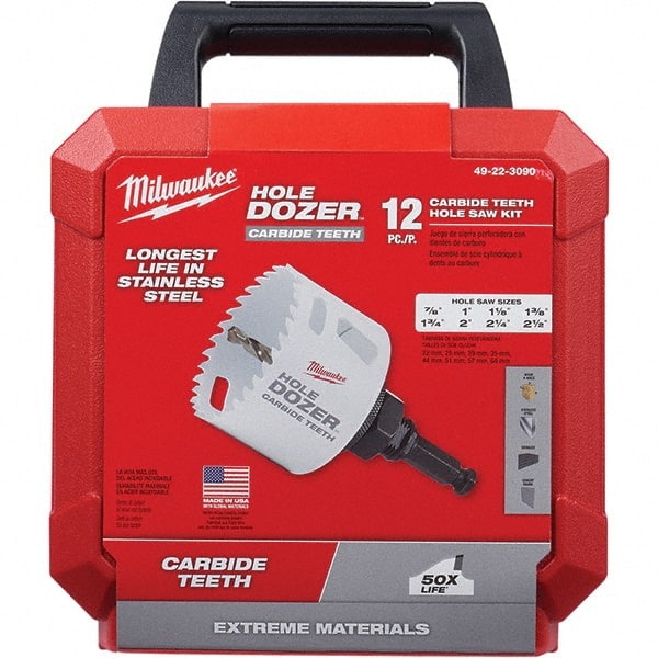 Milwaukee Tool - Hole Saw Kits Minimum Saw Diameter (Inch): 7/8 Maximum Saw Diameter (Inch): 2-1/2 - Apex Tool & Supply