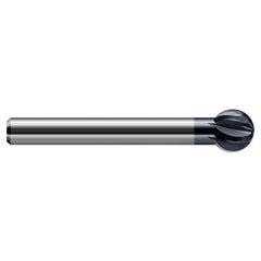 5/8″ Dia. × 3/8″ Shank × 0.546″ DOC × 4″ OAL, Carbide AlTiN, 6 Flute, Ballnose End Mill - Exact Industrial Supply
