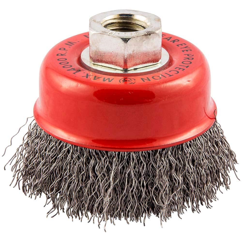 Norton - 3" Diam 5/8-11 Threaded Arbor Carbon Steel Fill Cup Brush - Apex Tool & Supply