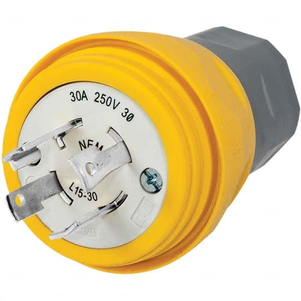Hubbell Wiring Device-Kellems - 3-Phase Delta 250 VAC 30A NEMA L15-30P Industrial Twist Lock Plug - Apex Tool & Supply