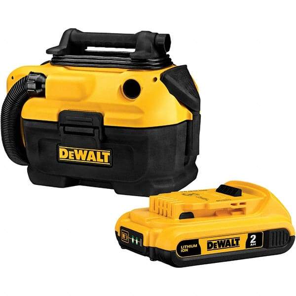 DeWALT - 2 Gal Plastic Tank, Electric & Battery Powered Wet/Dry Vacuum - 120 VAC & 18/20 Volt, 5' Hose Fitting, Cordless, HEPA Filter, Accessories Included - Apex Tool & Supply