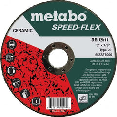 Metabo - 5" Diam, 7/8" Hole, 36 Grit Ceramic Alumina Fiber Disc - Apex Tool & Supply