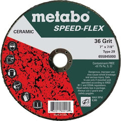 Metabo - 7" Diam, 7/8" Hole, 36 Grit Ceramic Alumina Fiber Disc - Apex Tool & Supply