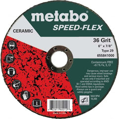 Metabo - 6" Diam, 7/8" Hole, 36 Grit Ceramic Alumina Fiber Disc - Apex Tool & Supply