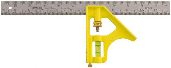 Stanley - 1 Piece, 12" Combination Square Set - 1/16" (English/Metric) Graduation, Chrome Blade, Die Cast Metal Combination Head - Apex Tool & Supply