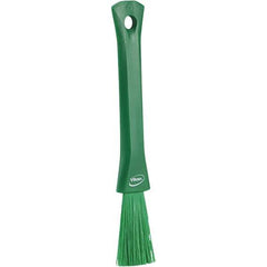 Vikan - 2-1/4" Bristle Length, Polyester Detail Brush - 1-1/4" Long x 0.4" Wide Head, 8.07" OAL, Ergonomic Handle, Green, Polypropylene Block - Apex Tool & Supply