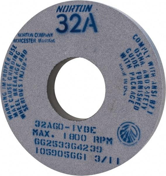 Norton - 14" Diam x 5" Hole x 1-1/2" Thick, I Hardness, 60 Grit Surface Grinding Wheel - Aluminum Oxide, Type 1, Medium Grade, 1,800 Max RPM, Vitrified Bond, No Recess - Apex Tool & Supply