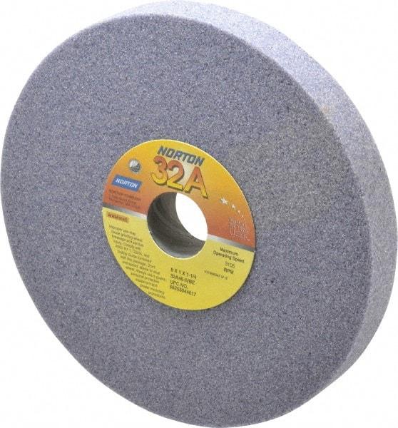 Norton - 8" Diam x 1-1/4" Hole x 1" Thick, I Hardness, 46 Grit Surface Grinding Wheel - Aluminum Oxide, Type 1, Coarse Grade, 3,105 Max RPM, Vitrified Bond, No Recess - Apex Tool & Supply