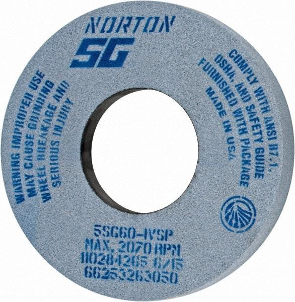 Norton - 12" Diam x 5" Hole x 1-1/2" Thick, I Hardness, 60 Grit Surface Grinding Wheel - Ceramic, Type 5, Medium Grade, 2,070 Max RPM, Vitrified Bond, One-Side Recess - Apex Tool & Supply