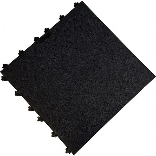 Ergo Advantage - 18" Long x 18" Wide x 1" Thick, Anti-Fatigue Modular Matting Anti-Fatigue Flooring - 2 Interlocking Sides, Black, For Dry Areas - Apex Tool & Supply