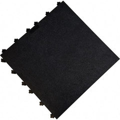 Ergo Advantage - 18" Long x 18" Wide x 1" Thick, Anti-Fatigue Modular Matting Anti-Fatigue Flooring - 2 Interlocking Sides, Black, For Dry Areas - Apex Tool & Supply