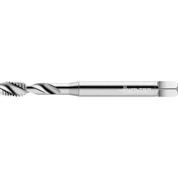 Walter-Prototyp - 3/8-16 UNC 2 Flute 2B Semi-Bottoming Spiral Flute Tap - High Speed Steel, Bright Finish, 100mm OAL, Right Hand Flute, Right Hand Thread - Exact Industrial Supply
