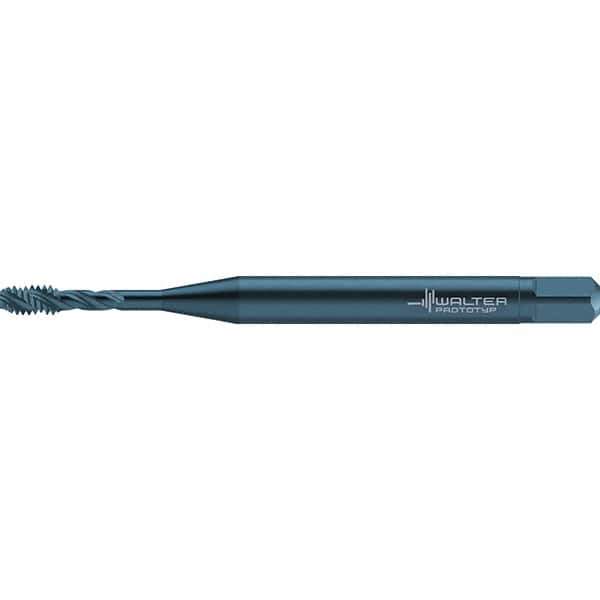Walter-Prototyp - #0-80 UNF 3 Flute 2B/3B Bottoming Spiral Flute Tap - High Speed Steel, Oxide Finish, 40mm OAL, Right Hand Flute, Right Hand Thread, Series TC117 - Apex Tool & Supply