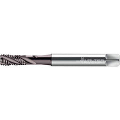 Walter-Prototyp - #1-64 UNC 3 Flute 2B/3B Semi-Bottoming Spiral Flute Tap - High Speed Steel, TiAlN Finish, 45mm OAL, Right Hand Flute, Right Hand Thread, Series TC117 - Exact Industrial Supply