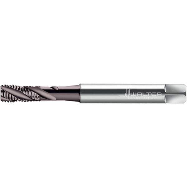 Walter-Prototyp - #2-64 UNF 3 Flute 2B/3B Semi-Bottoming Spiral Flute Tap - High Speed Steel, TiAlN Finish, 45mm OAL, Right Hand Flute, Right Hand Thread, Series TC117 - Exact Industrial Supply