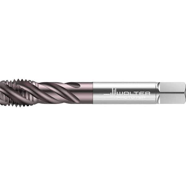 Walter-Prototyp - 1-1/4-7 UNC 5 Flute 2B/3B Semi-Bottoming Spiral Flute Tap - High Speed Steel, TiAlN Finish, 180mm OAL, Right Hand Flute, Right Hand Thread, Series TC117 - Apex Tool & Supply