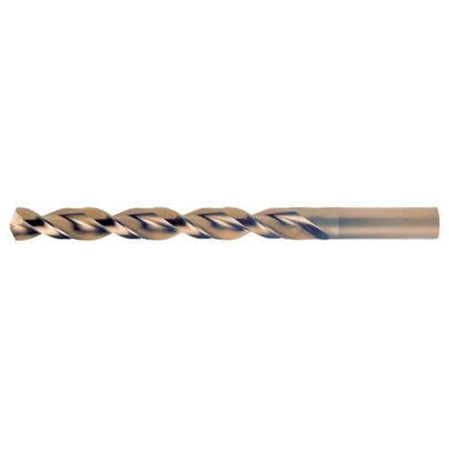 9/32 RHS / RHC HSS-CO 8% (M42) 135 Degree Split Point Q-Cobalt Wide Land Parabolic Jobber Drill - Straw / Gold Oxide - Exact Industrial Supply