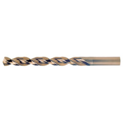 9/32 RHS / RHC HSS-CO 8% (M42) 135 Degree Split Point Q-Cobalt Wide Land Parabolic Jobber Drill - Straw / Gold Oxide - Exact Industrial Supply