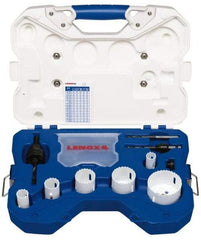 Lenox - 10 Piece, 3/4" to 2-1/4" Saw Diam, Plumber's Hole Saw Kit - Bi-Metal, Pilot Drill Model No. 4321, Includes 6 Hole Saws - Apex Tool & Supply