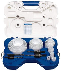 Lenox - 26 Piece, 3/4" to 4-3/4" Saw Diam, Contractor's Hole Saw Kit - Bi-Metal, Pilot Drill Model No. 56PD, Includes 20 Hole Saws - Apex Tool & Supply