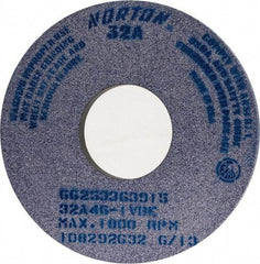 Norton - 14" Diam x 5" Hole x 1" Thick, I Hardness, 46 Grit Surface Grinding Wheel - Aluminum Oxide, Type 1, Coarse Grade, 1,800 Max RPM, Vitrified Bond, No Recess - Apex Tool & Supply
