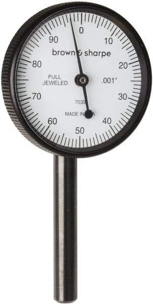 TESA Brown & Sharpe - 0.2 Inch Range, 0.001 Inch Dial Graduation, Dial Test Indicator - 1-1/2 Inch, 0-100 Dial Reading - Apex Tool & Supply