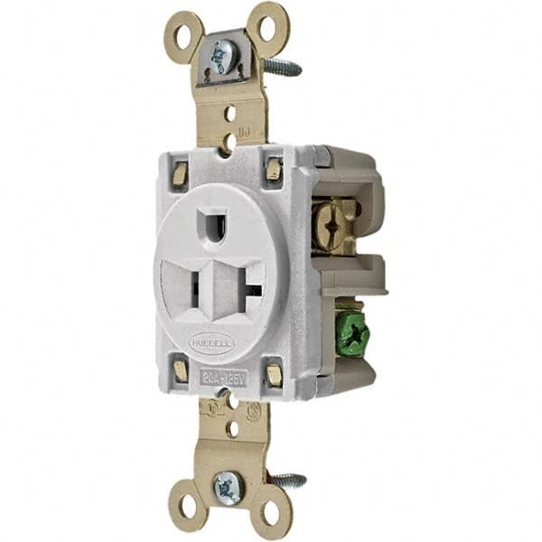 Hubbell Wiring Device-Kellems - 125V 20A NEMA 5-20R Industrial Grade White Straight Blade Single Receptacle - Apex Tool & Supply