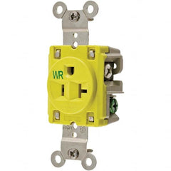 Hubbell Wiring Device-Kellems - 125V 20A NEMA 5-20R Marine Grade Yellow Straight Blade Single Receptacle - Apex Tool & Supply