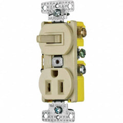 Hubbell Wiring Device-Kellems - Combination Wall Switch & Receptacles Combination Switch/Receptacle Type: Combination Outlet & Switch Color: Ivory - Apex Tool & Supply