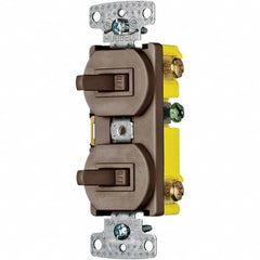 Hubbell Wiring Device-Kellems - Combination Wall Switch & Receptacles Combination Switch/Receptacle Type: Toggle Switch Color: Brown - Apex Tool & Supply