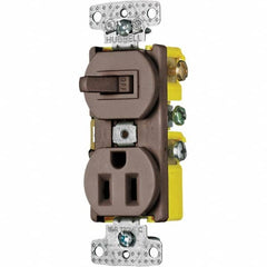 Hubbell Wiring Device-Kellems - Combination Wall Switch & Receptacles Combination Switch/Receptacle Type: Combination Outlet & Switch Color: Brown - Apex Tool & Supply