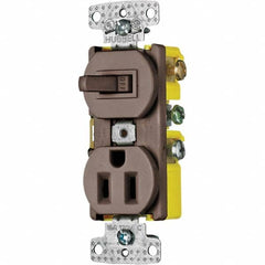 Hubbell Wiring Device-Kellems - Combination Wall Switch & Receptacles Combination Switch/Receptacle Type: Combination Outlet & Switch Color: Brown - Apex Tool & Supply
