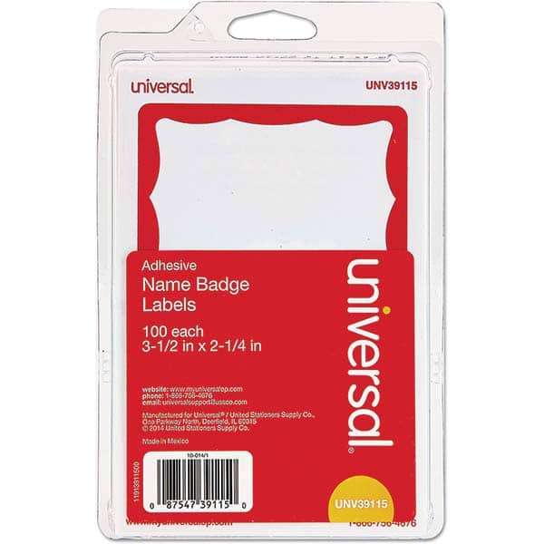 UNIVERSAL - Labels, Ribbons & Tapes Type: Badges Color: White/Red - Apex Tool & Supply