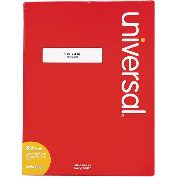 UNIVERSAL - Labels, Ribbons & Tapes Type: Multipurpose Color: White - Apex Tool & Supply