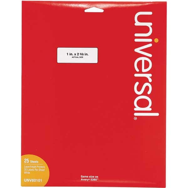 UNIVERSAL - Labels, Ribbons & Tapes Type: Multipurpose Color: White - Apex Tool & Supply
