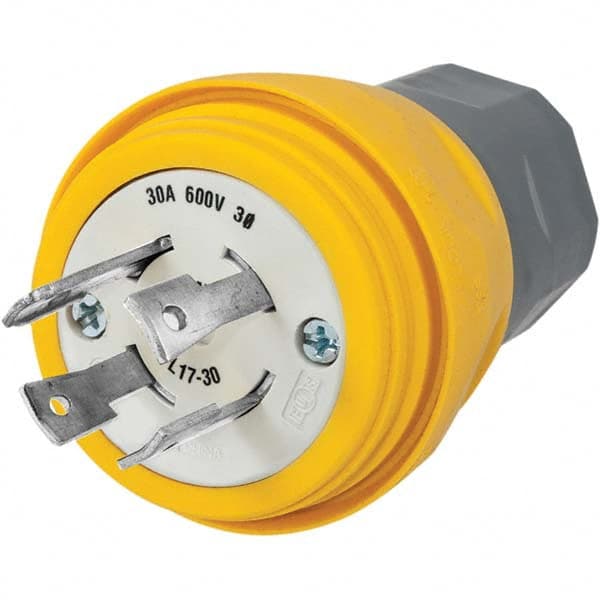 Hubbell Wiring Device-Kellems - 3-Phase Delta 600 VAC 30A NEMA L17-30P Industrial Twist Lock Plug - Apex Tool & Supply