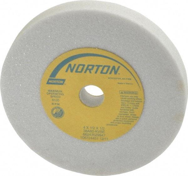 Norton - 60 Grit Aluminum Oxide Type 1 Internal Grinding Wheel - 4" Diam x 1/2" Hole x 1/2" Thick, 8,120 Max RPM, Type 1 Medium Grade, K Hardness, Vitrified Bond, One-Side Recess - Apex Tool & Supply