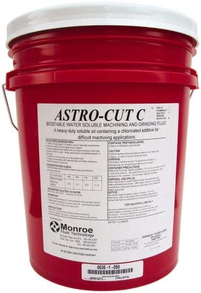 Monroe Fluid Technology - Astro-Cut C, 5 Gal Pail Cutting & Grinding Fluid - Water Soluble, For CNC Milling, Drilling, Tapping, Turning - Apex Tool & Supply