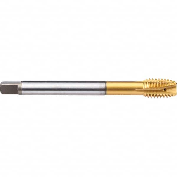 Emuge - M18x2.50 Metric 6H 4 Flute TiN-70 Finish Powdered Metal Spiral Point Tap - Apex Tool & Supply