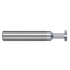 0.1250″ (1/8″) Cutter Diameter × 0.0930″ (3/32″) Width × 0.1870″ (3/16″) Neck Length Carbide Square Standard Keyseat Cutter Non-Ferrous, 4 Flutes, TiB2 Coated - Exact Industrial Supply
